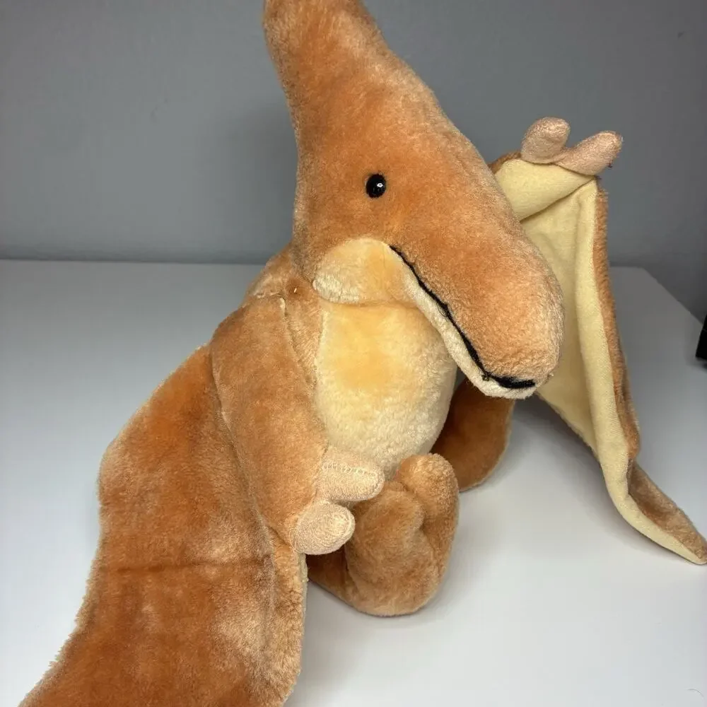 Vintage Animal Fair Pterodactyl Plush 13” Brown Tan Stuffed Animal Dinosaur READ
